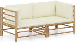 vidaXL Set mobilier, 2 piese, perne alb crem, bambus 3058201