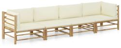 vidaXL Set mobilier, 4 piese, perne alb crem, bambus 3058205