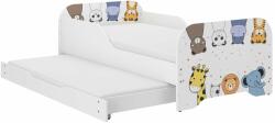  Pătuț pentru copii MIKI 160x80cm cu saltea și spațiu de depozitare lenjerie de pat cu saltea de 140x70 cm - mini zoo