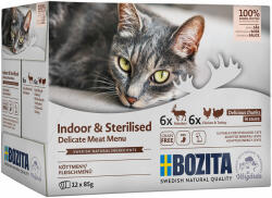 Bozita 12x85g Bozita Indoor & Sterilised Szószban nedves tasakos macskatáp vegyes csomagban