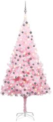 vidaXL rózsaszín PVC megvilágított műkarácsonyfa gömb szettel 240 cm (3077673) - vidaxl