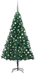vidaXL zöld PVC megvilágított műkarácsonyfa gömb szettel 120 cm (3077706)