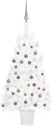 vidaXL fehér megvilágított műkarácsonyfa gömb szettel 90 cm (3077717) - vidaxl