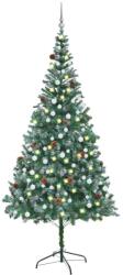 vidaXL megvilágított műkarácsonyfa gömb szettel és tobozzal 210 cm (3077701)