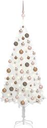 vidaXL fehér megvilágított műkarácsonyfa gömb szettel 120 cm (3077632) - vidaxl