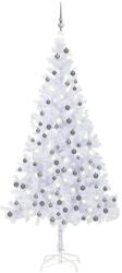 vidaXL fehér megvilágított műkarácsonyfa gömb szettel 240 cm L (3077668) - vidaxl