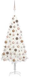 vidaXL fehér megvilágított műkarácsonyfa gömb szettel 150 cm (3077633) - vidaxl