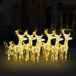 vidaXL akril rénszarvasos-szános karácsonyi dekoráció 320 LED-del (3100423)
