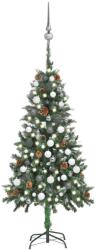 vidaXL megvilágított műkarácsonyfa gömb szettel és tobozzal 150 cm (3077895) - vidaxl