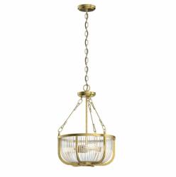 Quintiesse Lustră Roux QN-ROUX3-NBR, 3x60W E27, H: min 50, 2 cm - max 154, 4 cm, D: 40, 6 cm, metal alamă, sticlă transparentă (QN-ROUX3-NBR)