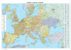  Keretre kifeszített Európa térkép vászonkép - Európa országai és közlekedése vászon térkép vakrámán