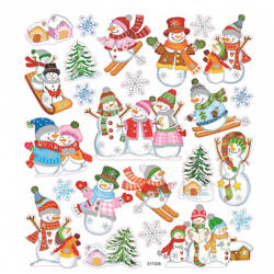 CCHOBBY Karácsonyi matrica, hóemberek, 15x17cm (CRC-291841) - mesescuccok