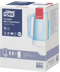 Tork mini papírtörlő adagoló belsőmag adagolású törlőkhöz starter pack M1 fehér/türkiz, ABS, 21, 9x19, 6x28, 3 cm SCA658001