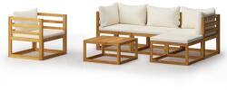 vidaXL Set mobilier cu perne, 6 piese, crem, lemn acacia 3057635