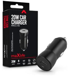 Maxlife MXCC-04 20W PD+QC autós gyorstöltő adapter Type-C - fekete