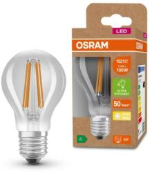 OSRAM E27 LED filament, 7, 2 W, 1521 lm, melegfehér fényű víztiszta búrával (Classic-A) (4099854009532)