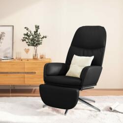 vidaXL Scaun de relaxare cu taburet, negru lucios, piele ecologică (3097373)