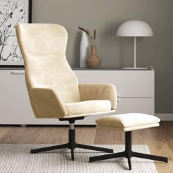 vidaXL Scaun de relaxare cu taburet, alb crem, catifea (3097493)