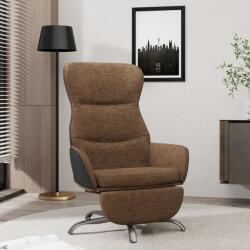 vidaXL Scaun de relaxare cu taburet, maro, material textil (3097468)