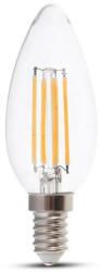 V-TAC Bec LED 4W cu Filament E14, Sticla Clara, Lumanare, Lumina Calda 3000K Dimabil (10443-)