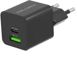 Cellect Hálózati töltő adapter PD 30W / QC3.0 18W, Fekete