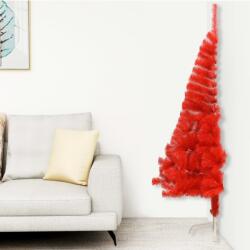 vidaXL Jumătate brad de Crăciun artificial cu suport, roșu 120 cm PVC (344685)