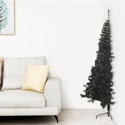 vidaXL Jumătate brad de Crăciun artificial cu suport, negru 240 cm PVC (344679)