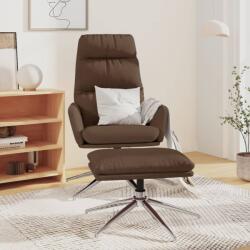vidaXL Scaun de relaxare cu taburet, maro, textil (3097516)