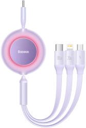 Baseus Bright Mirror2 3 az 1-ben kábel Type C - Type C, micro USB, Lightning 100W 1.1 m lila
