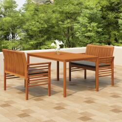 vidaXL Set mobilier de exterior cu perne, 3 piese, lemn masiv acacia (3120458) - vidaxl