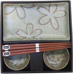 Made in Japan Set de sushi, 6 buc, motiv floral, verde deschis, MIJ (C0305)