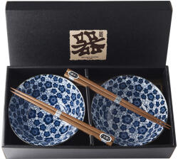 Made in Japan Bol de masă BLUE PLUM , set de 2 buc, 500 ml, cu bețișoare, MIJ (RW0005) Serviciu de masa