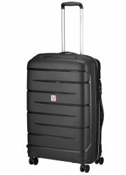 Roncato FLIGHT DLX fekete négykerekes, bővíthető zippes közepes bőrönd R-3462
