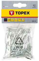 TOPEX Set 50 buc. nituri de aluminiu 4 x 8 mm TOPEX 43E401 HardWork ToolsRange Cleste