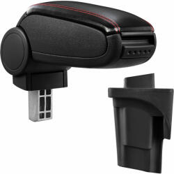 pro. tec Cotiera Auto pentru Seat Leon cu Compartiment pentru Depozitare, Reglabila, Imitatie Piele, Negru cu Cusatura Rosie (51576335)