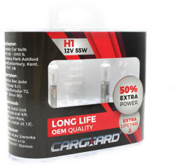 Carguard Set de 2 becuri Halogen H1, 55W, +50% Intensitate - LONG LIFE - CARGUARD Best CarHome