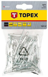 TOPEX Set 50 buc. nituri de aluminiu 4, 8 x 23 mm TOPEX 43E507 HardWork ToolsRange