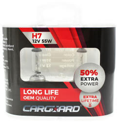 Carguard Set de 2 becuri Halogen H7, 55W, +50% Intensitate - LONG LIFE - CARGUARD Best CarHome