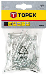 TOPEX Set 50 buc. nituri de aluminiu 4, 8 x 28 mm TOPEX 43E509 HardWork ToolsRange