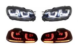 KITT Faruri Chrome si Stopuri Full LED VW Golf 6 VI (2008-up) R20 U Design cu Semnal LED Dinamic Performance AutoTuning