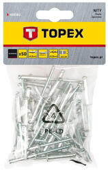 TOPEX Set 50 buc. nituri de aluminiu 4, 8 x 10 mm TOPEX 43E502 HardWork ToolsRange Cleste