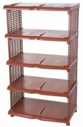 Strend Pro Suport depozitat incaltaminte, 5 polite, plastic, ratan, maro, 48x30.5x86 cm GartenVIP DiyLine (2531005) Pantofar