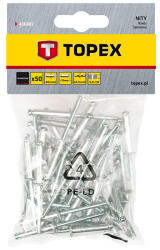 TOPEX Set 50 buc. nituri de aluminiu 4 x 10 mm TOPEX 43E402 HardWork ToolsRange