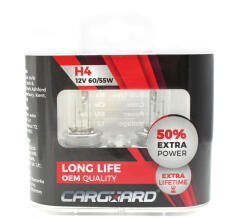 Carguard Set de 2 becuri Halogen H4, 55W, +50% Intensitate - LONG LIFE - CARGUARD Best CarHome