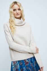MEDICINE gyapjúkeverék pulóver női, bézs, garbónyakú - bézs XL