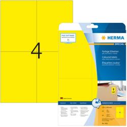Herma No. 4561 sárga színű 105 x 148 mm méretű, univerzálisan nyomtatható, matt felületű öntapadós etikett címke, visszaszedhető ragasztóval A4-es íven - kiszerelés: 80 címke / 20 ív