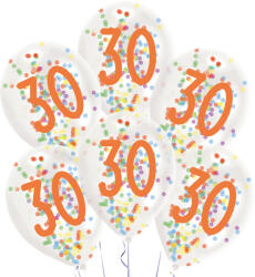 Amscan Happy Birthday 30 konfettivel töltött léggömb, lufi 6 db-os (DPA9909839)