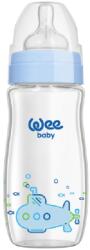 Wee Baby Бебешко шише от топлоустойчиво стъкло Wee Baby Classic Plus, 180 ml, синьо (140) - ozone