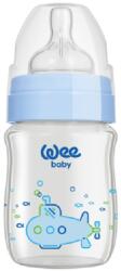 Wee Baby Бебешко шише от топлоустойчиво стъкло Wee Baby Classic Plus, 120 ml, синьо (139) - ozone