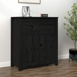 vidaXL Servantă, negru, 70x35x80 cm, lemn masiv de pin (813753) Comoda